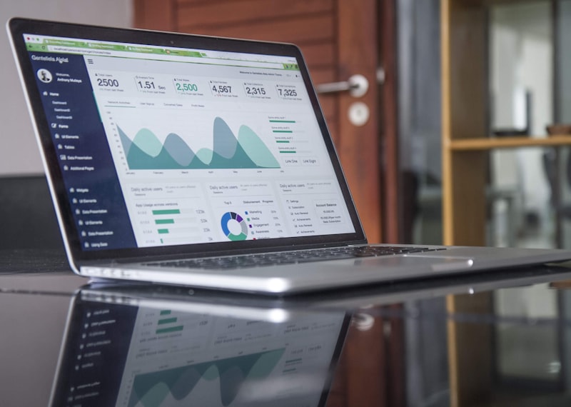 Financial dashboard and analytics on laptop screen
