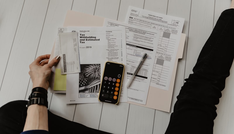Financial documents organized on desk